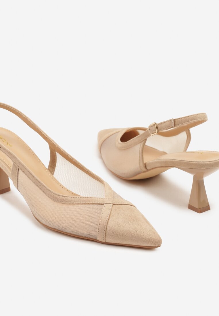 vices Sandale Bej Transparente cu toc tip rață Slingback Atilessa