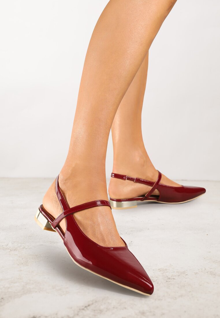vices Sandale Bordeaux Tip Slingback cu Branț din Piele și Ornament Metalic Milozi
