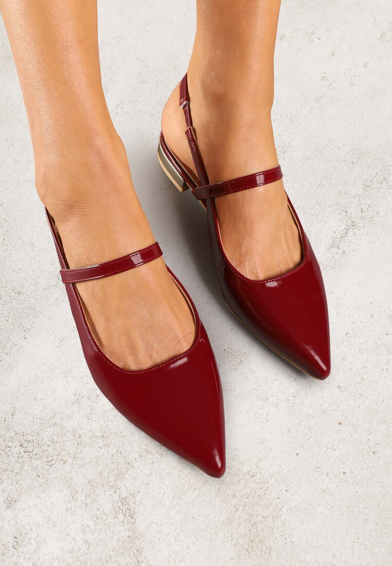 vices Sandale Bordeaux Tip Slingback cu Branț din Piele și Ornament Metalic Milozi