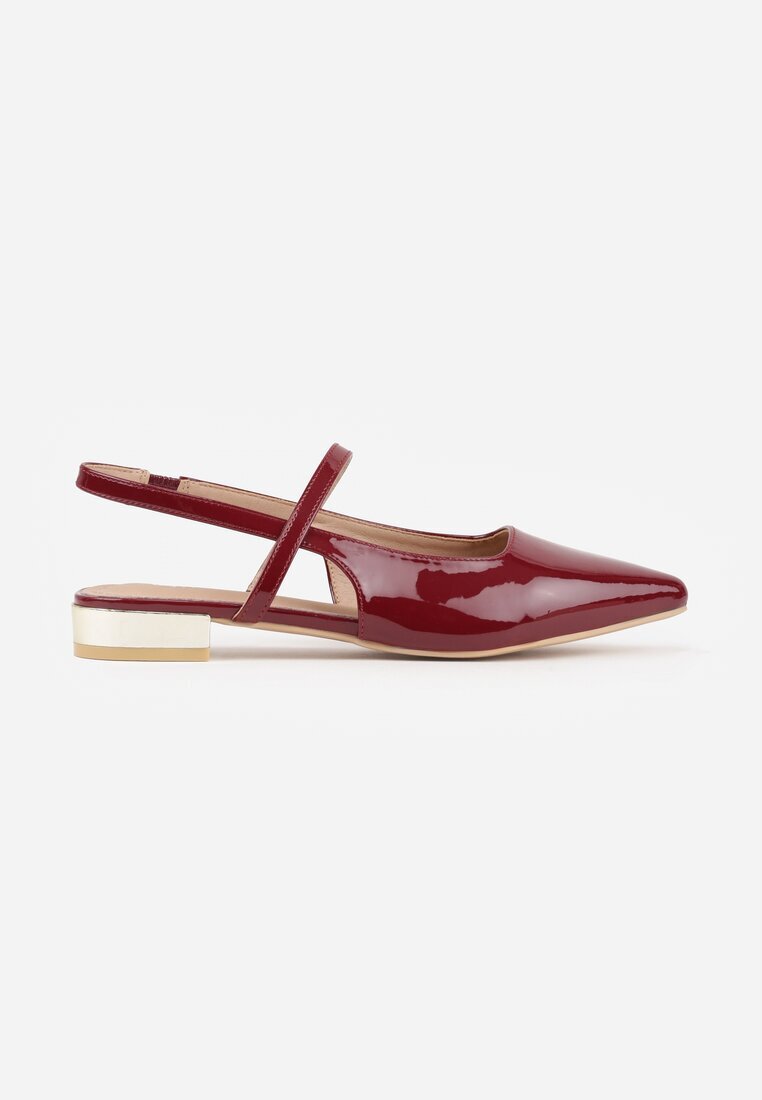 vices Sandale Bordeaux Tip Slingback cu Branț din Piele și Ornament Metalic Milozi