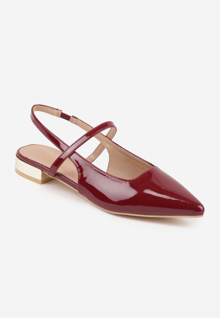 vices Sandale Bordeaux Tip Slingback cu Branț din Piele și Ornament Metalic Milozi