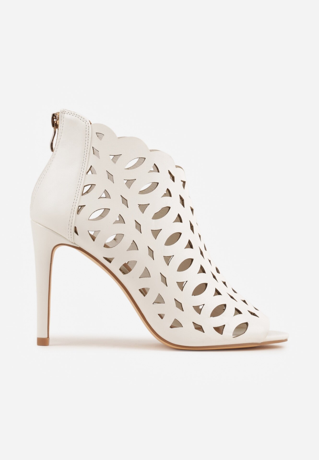 vices Sandale Botine Albe Decupate cu Toc Stiletto Natessae