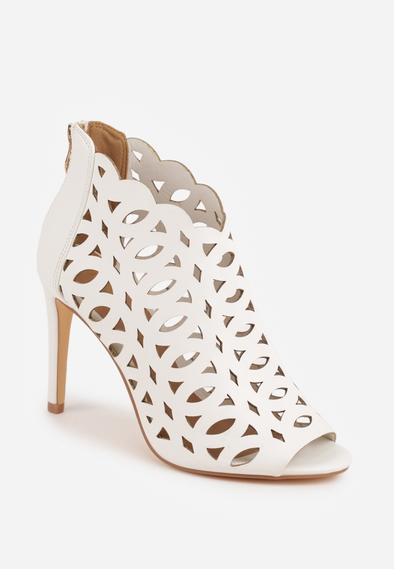 vices Sandale Botine Albe Decupate cu Toc Stiletto Natessae