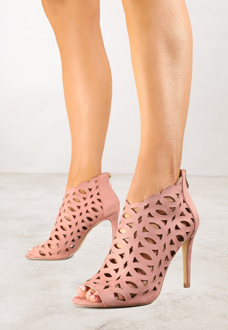 vices Sandale Botine Roz Decupate cu Toc Stiletto Natessae