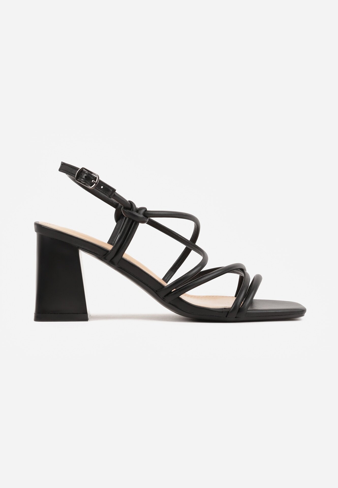 vices Sandale cu toc gros cu croială elegantă și barete încrucișate Nikante Negre