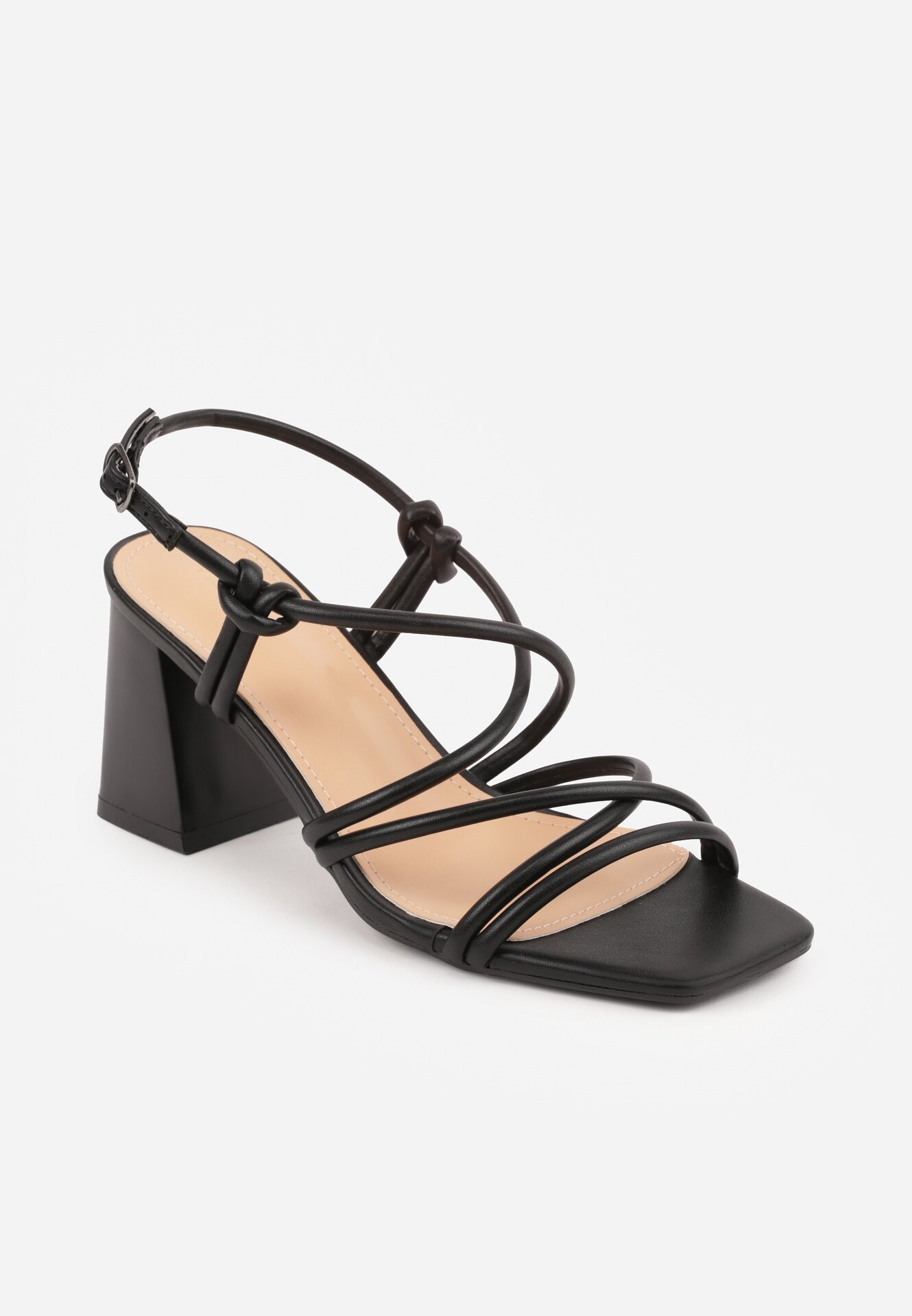 vices Sandale cu toc gros cu croială elegantă și barete încrucișate Nikante Negre