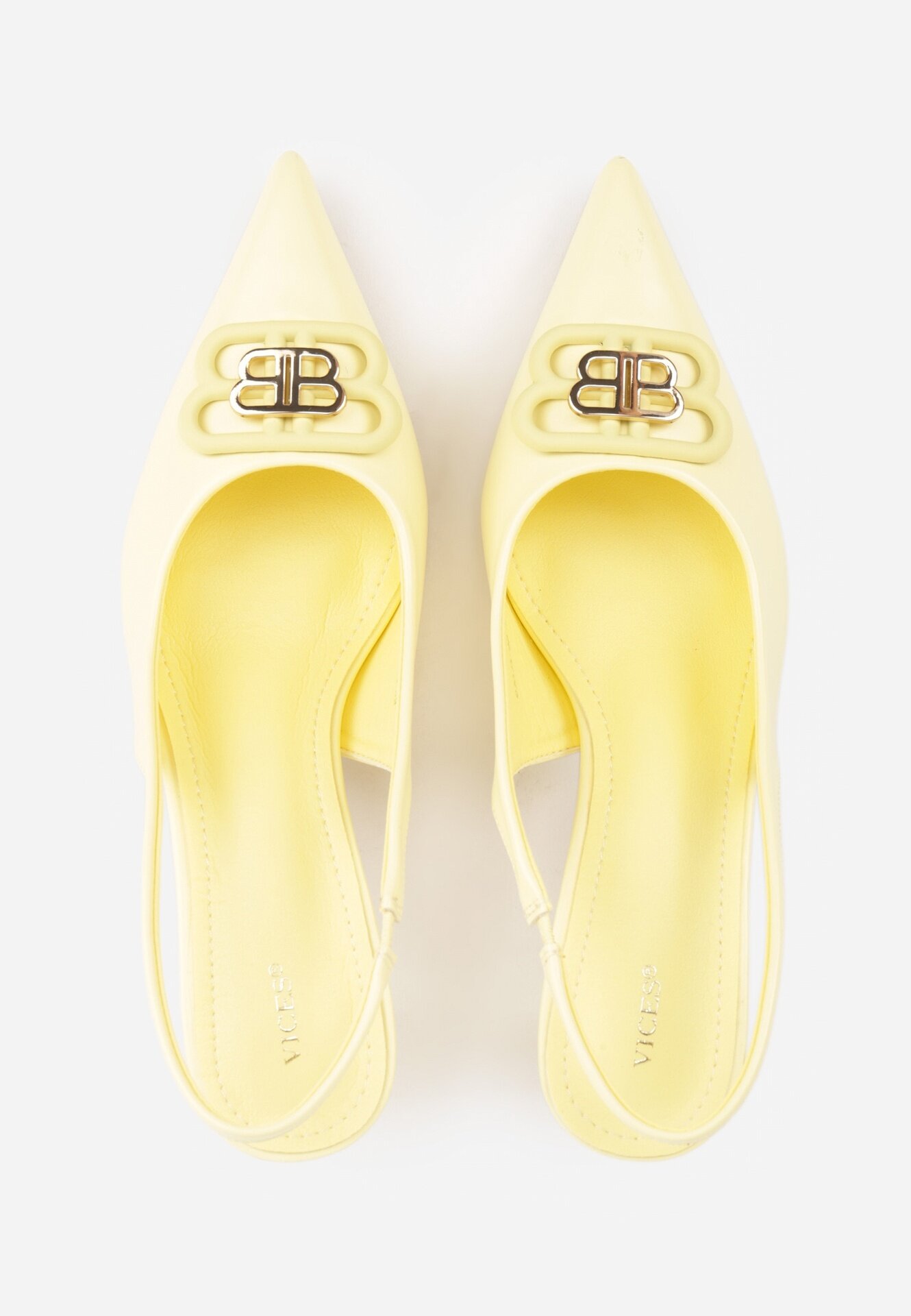 vices Sandale elegante Galbene cu toc kitten tip slingback cu aplicație metalică Lilarunea