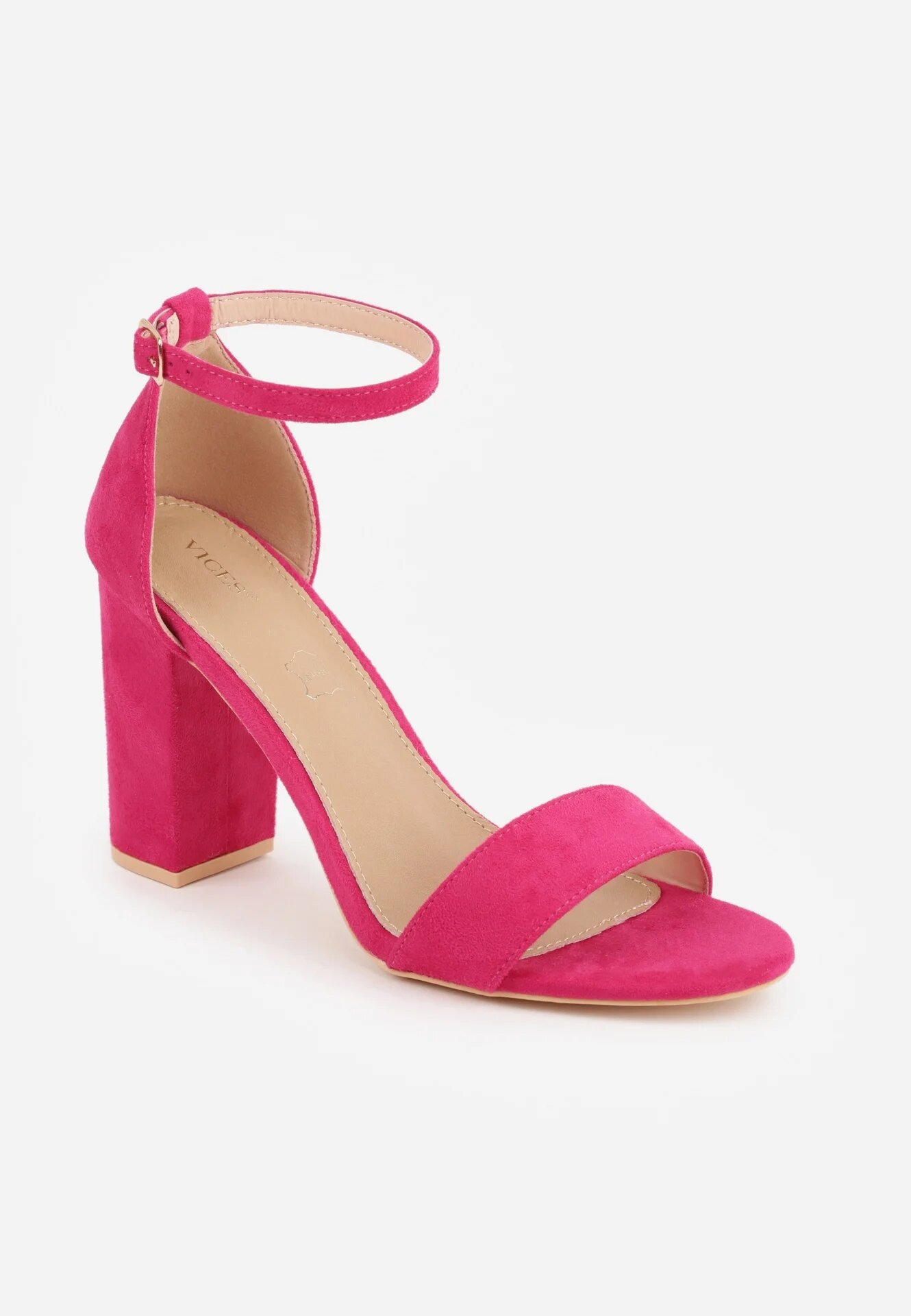 vices Sandale Fucsia cu Toc gros cu Branț din Piele Naturală Avelhira