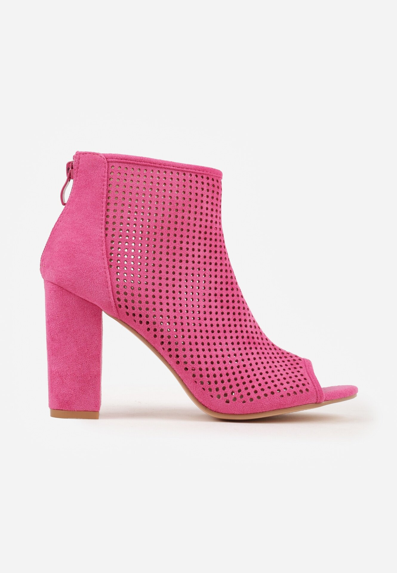 vices Sandale Fucsia Decupate din Imitatie de Piele Intorsa cu Toc Bloc Finiri