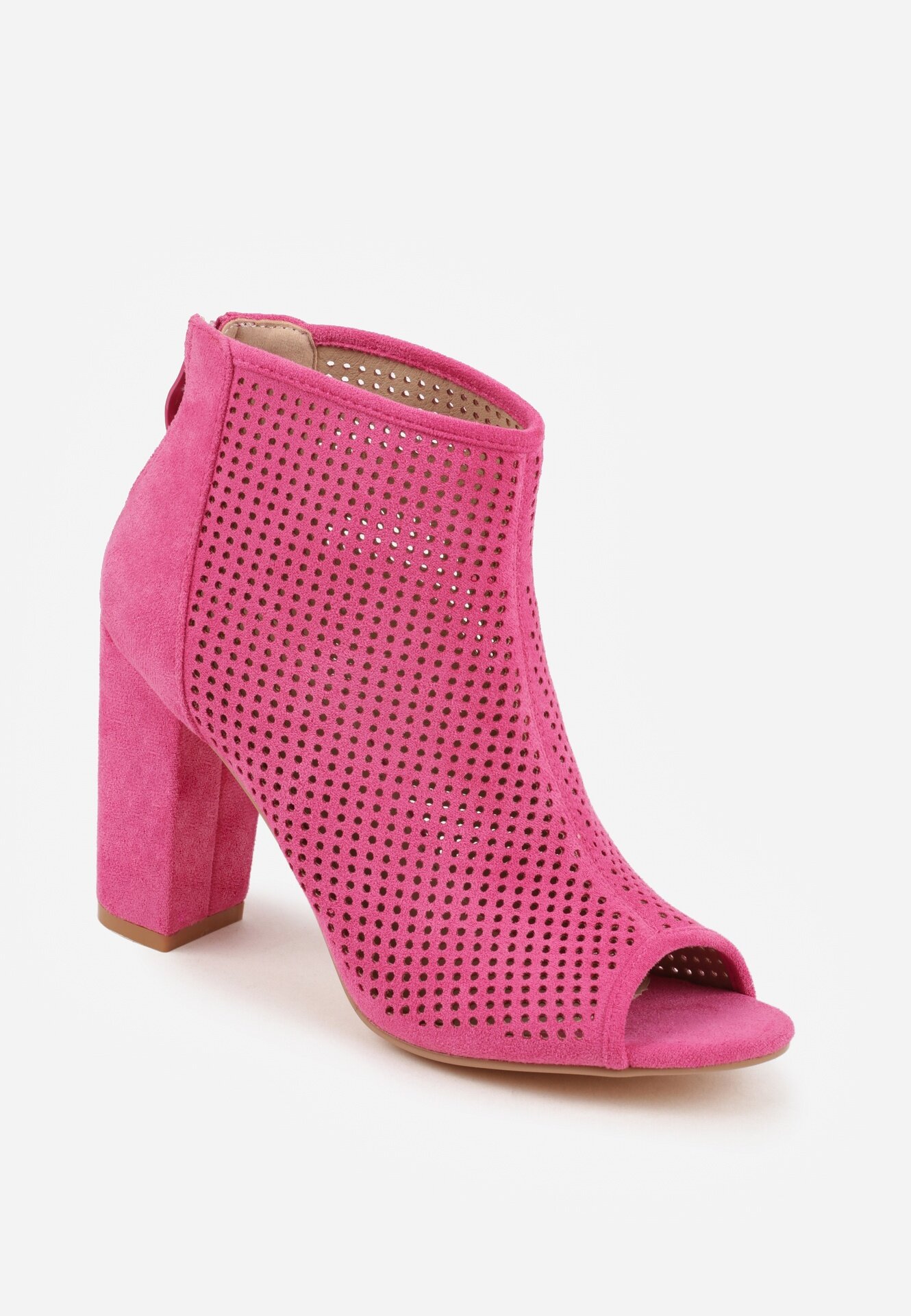 vices Sandale Fucsia Decupate din Imitatie de Piele Intorsa cu Toc Bloc Finiri