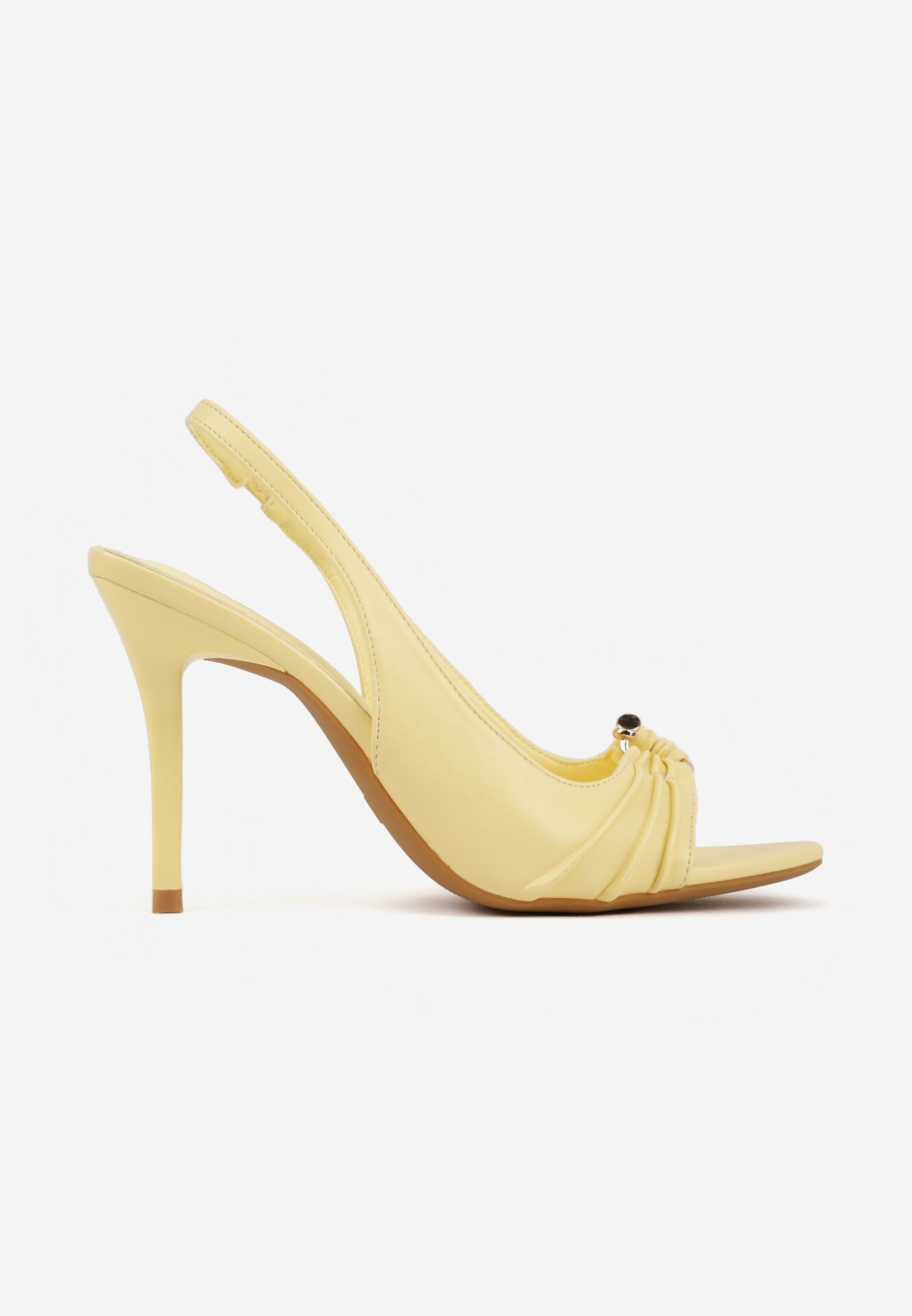 vices Sandale Galbene Stiletto cu Ornament Metalic și Drapaj Orinlisa