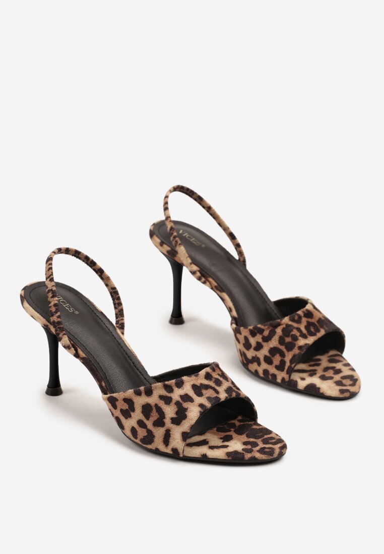 vices Sandale leopard cu toc stiletto cu baretă elastică Evastaria