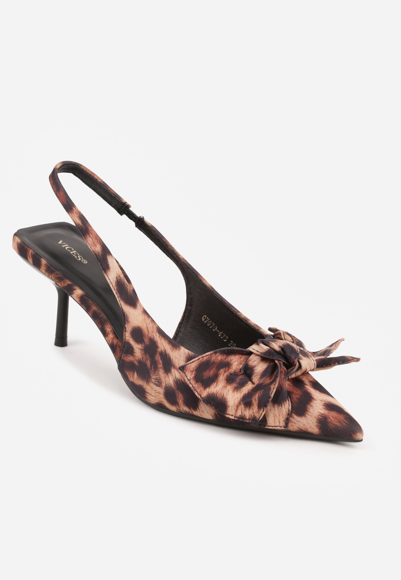 vices Sandale leopard cu toc stiletto Slingback ornate cu fundă Nilendria