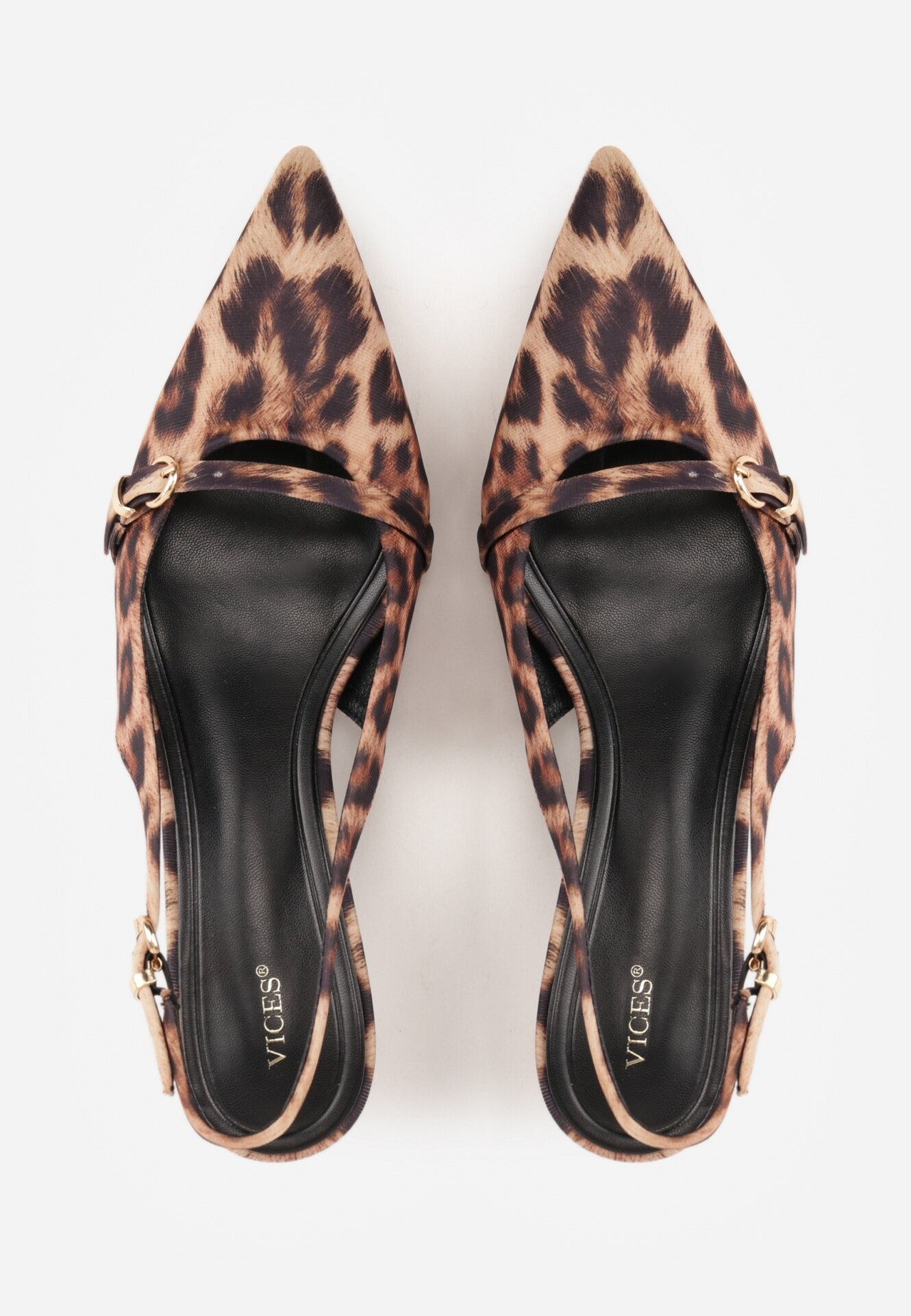 vices Sandale leopard Slingback cu toc cu baretă subțire peste degete Elozira
