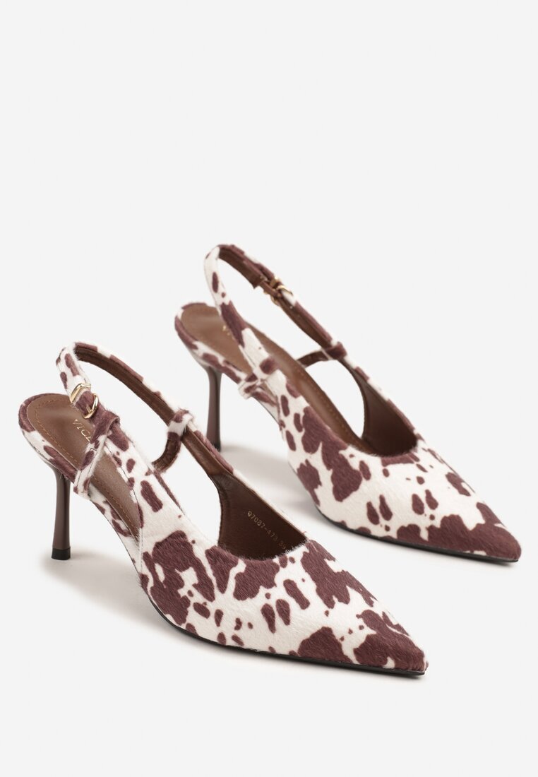 vices Sandale Maro cu imprimeu văcuță cu toc cui Slingback Raleira