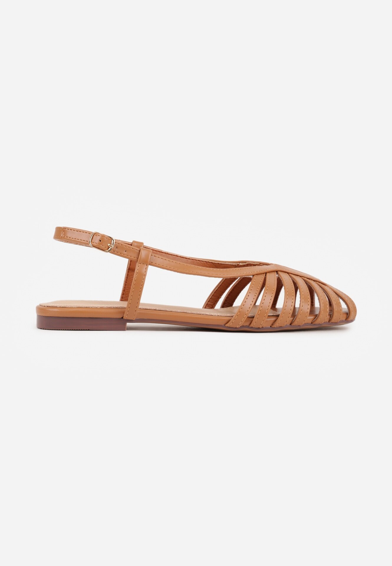 vices Sandale Maro Peep Toe cu Talpă Plată cu Barete Subțiri Nadalila