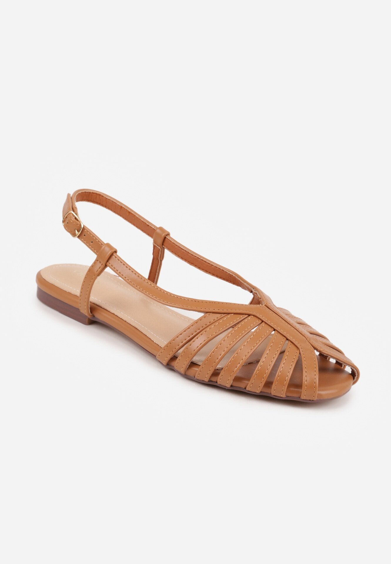 vices Sandale Maro Peep Toe cu Talpă Plată cu Barete Subțiri Nadalila