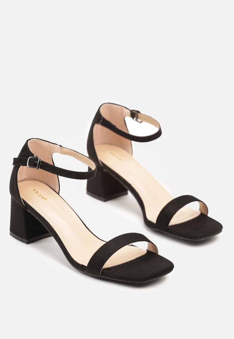 vices Sandale Negre cu toc bloc cu vârf pătrat Galamia