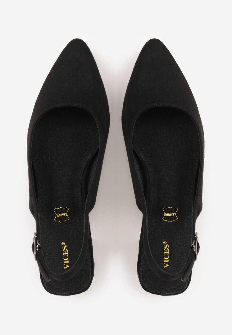 vices Sandale Negre cu Toc Decorativ Tip Slingback cu Branț de Piele Eraliora