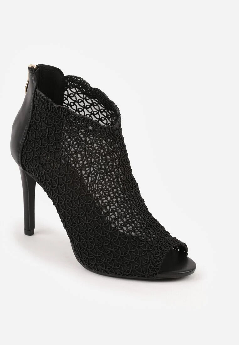 vices Sandale Negre Elegante Perforate cu toc stiletto Nelithin