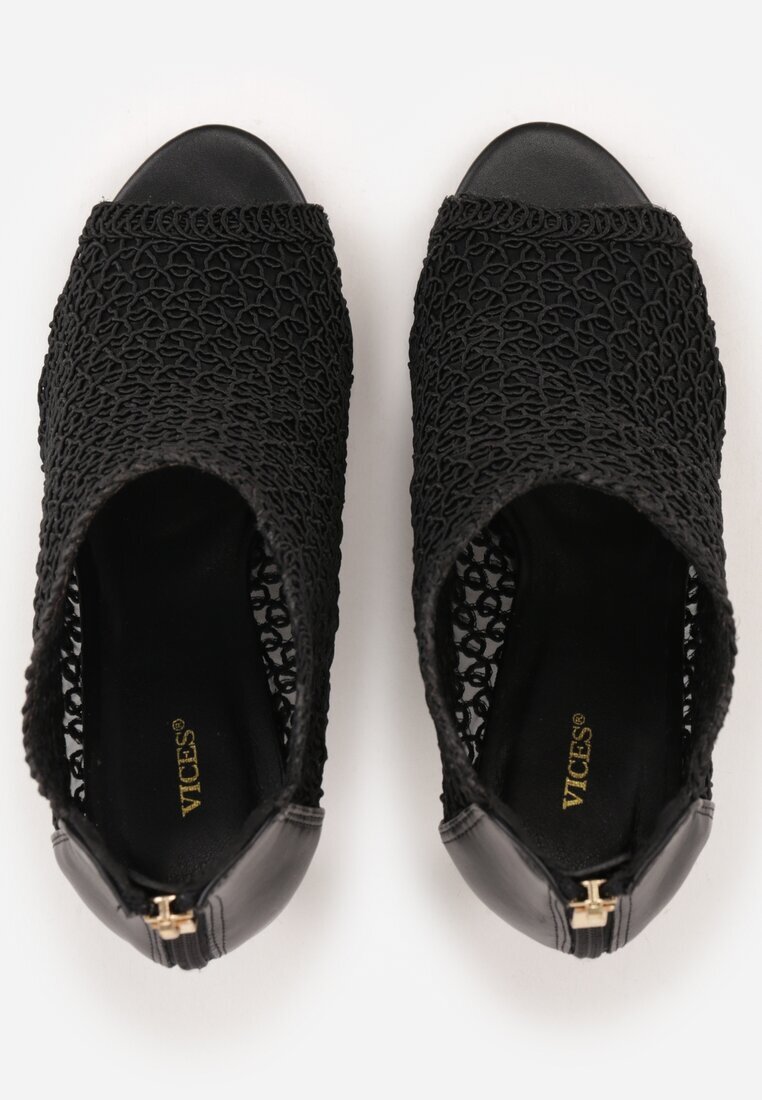 vices Sandale Negre Elegante Perforate cu toc stiletto Nelithin