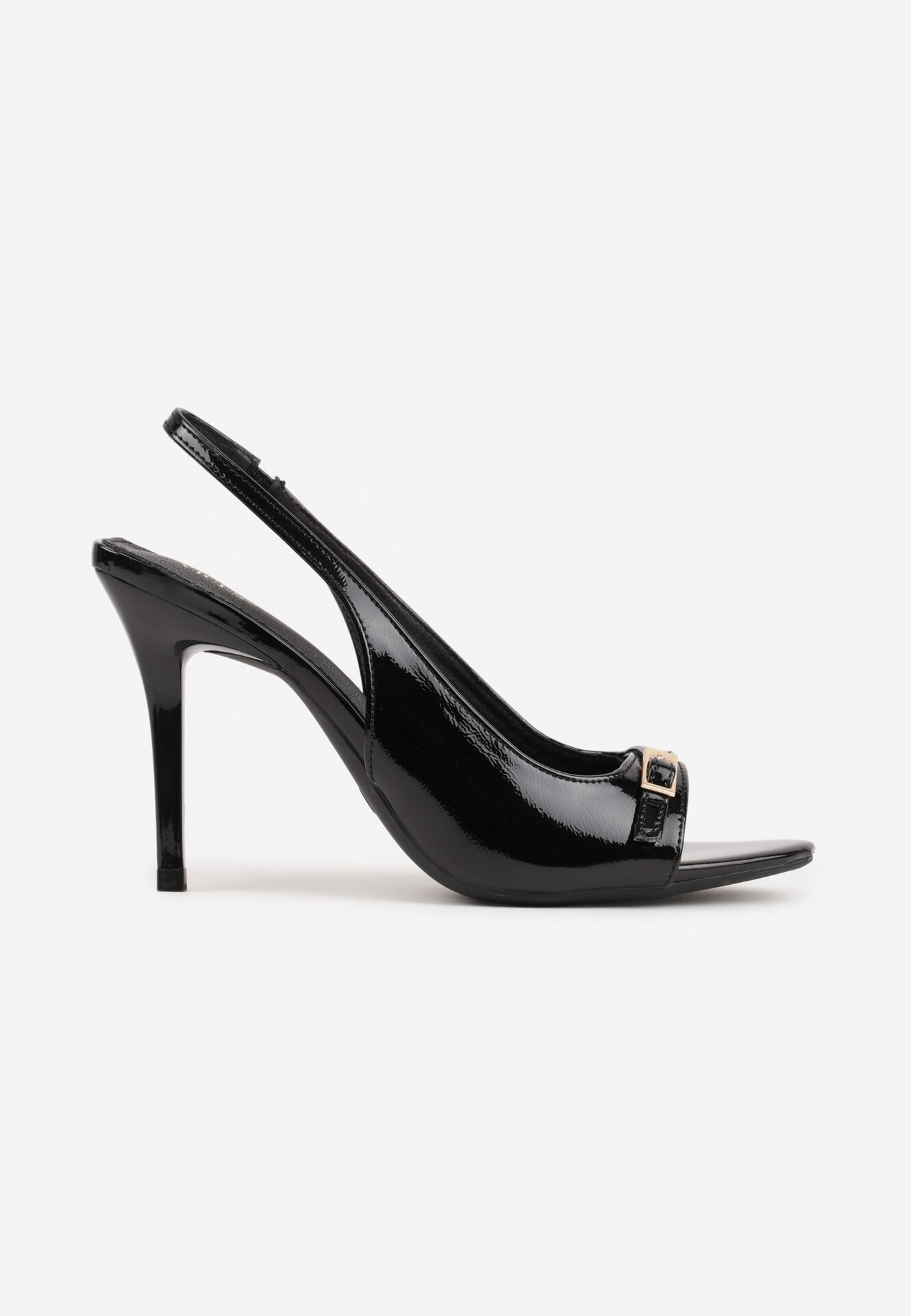 vices Sandale Negre Lăcuite cu toc cui Slingback cu cataramă metalică Armonia