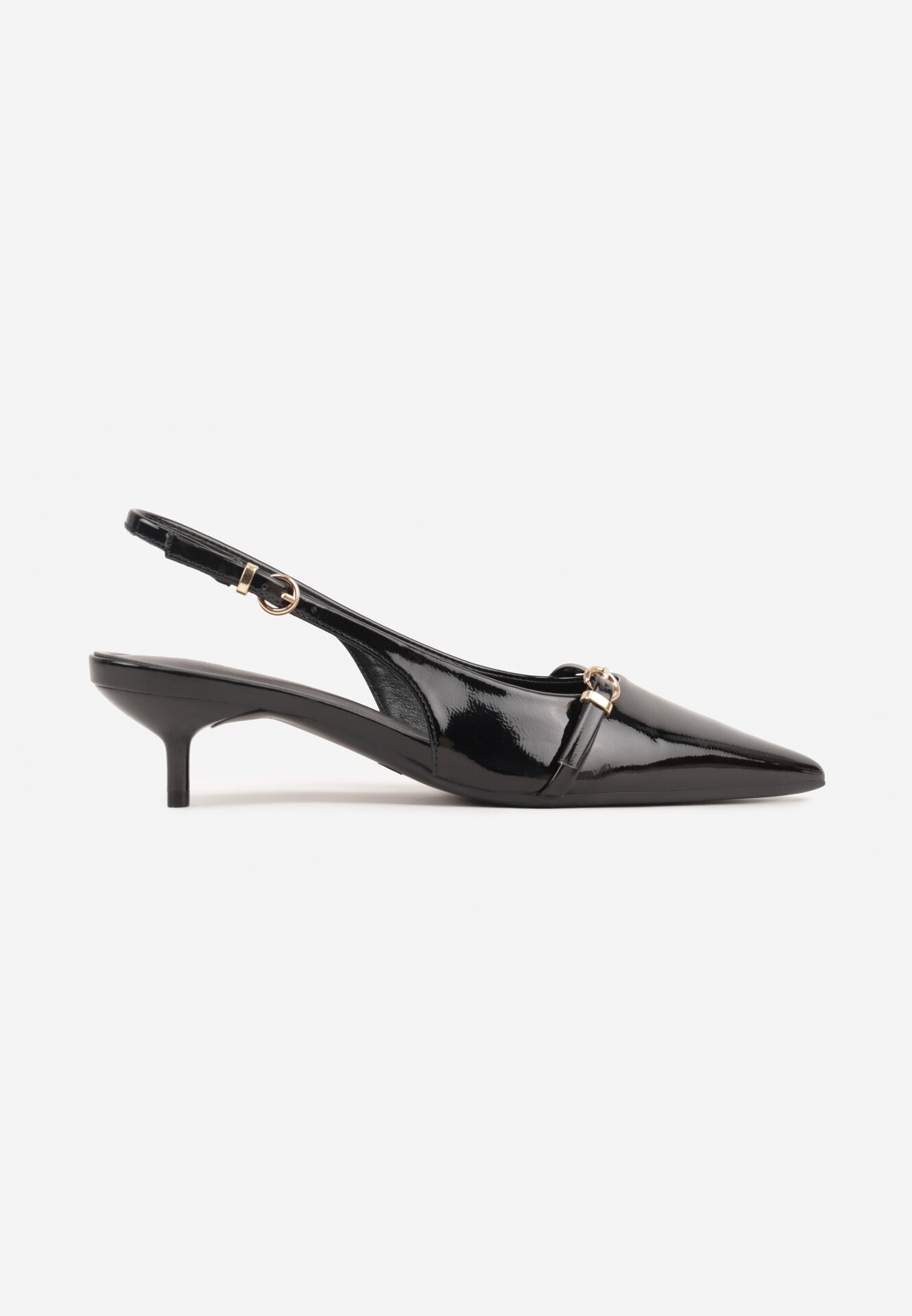 vices Sandale Negre Slingback cu toc cu baretă subțire pe vârf Elozira