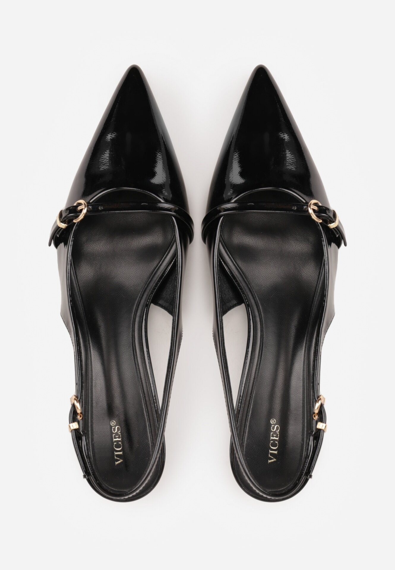 vices Sandale Negre Slingback cu toc cu baretă subțire pe vârf Elozira