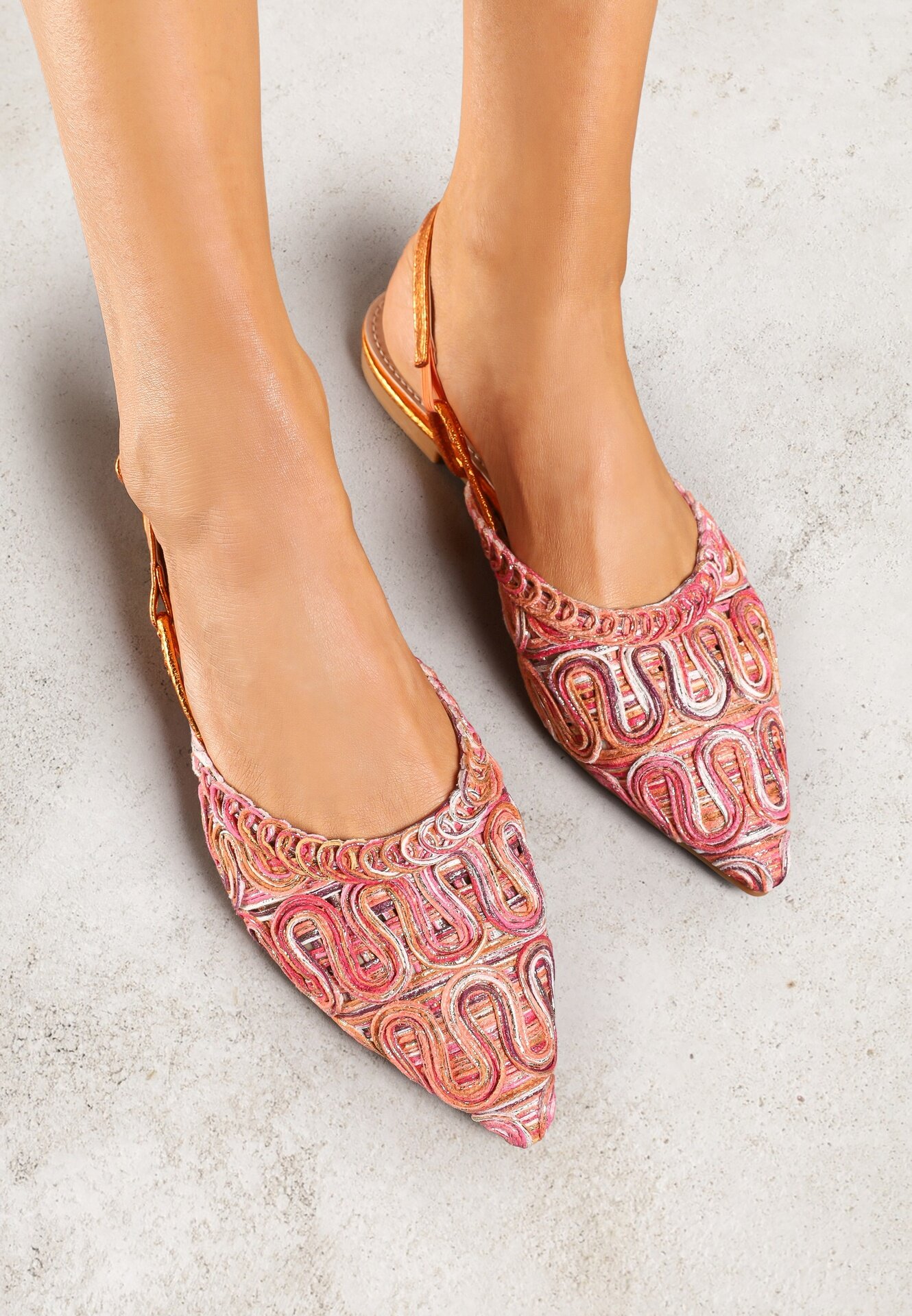 vices Sandale Portocalii Slingback cu Decorațiuni Metalice Janavie