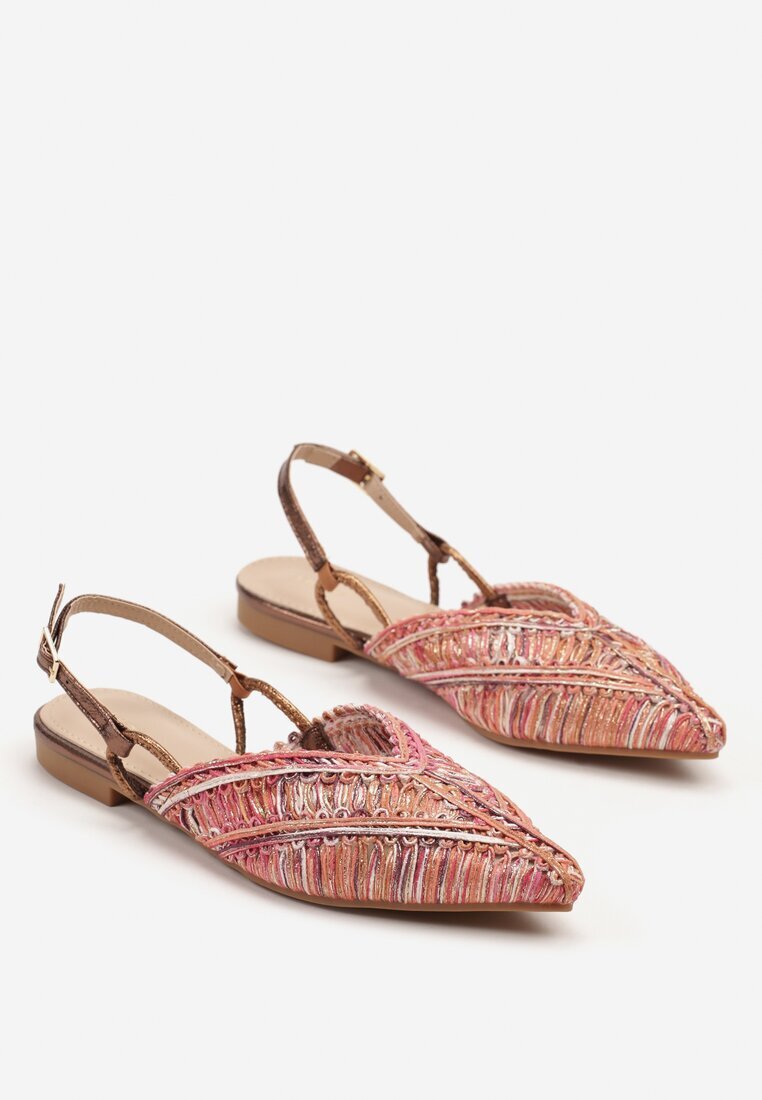 vices Sandale Portocalii Slingback cu Parte superioară împletită și Fir metalic Nilannia