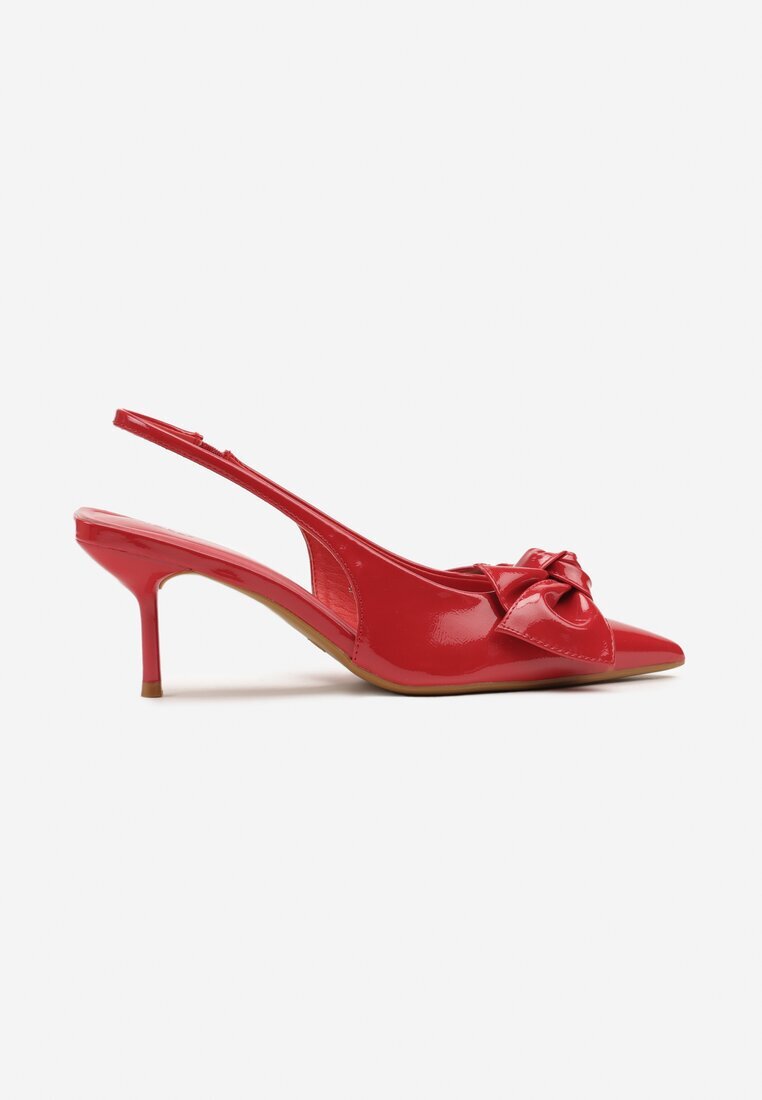 vices Sandale Roșii cu Toc Subțire Slingback Decorate cu Fundă Nilendria