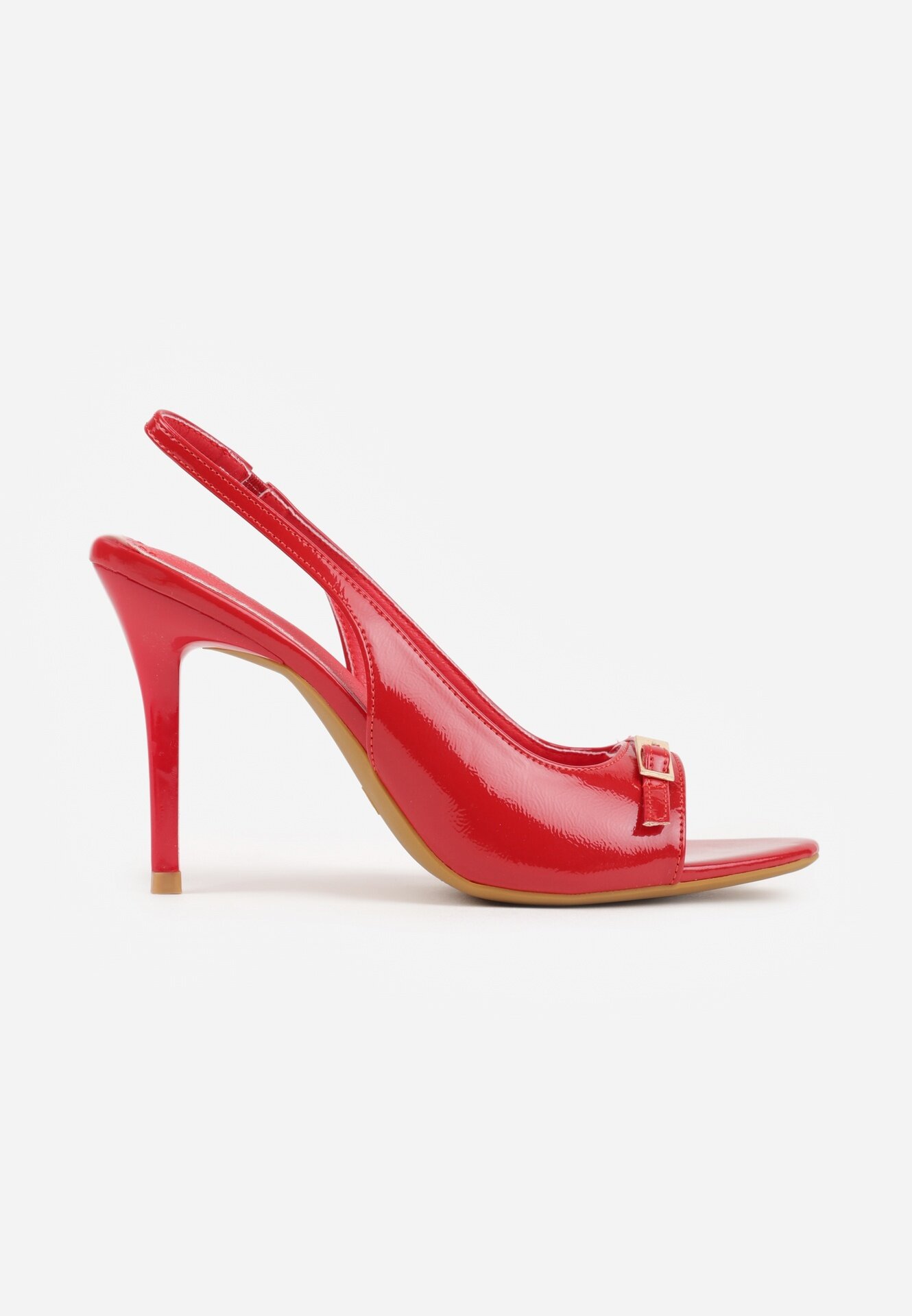 vices Sandale Roșii Lăcuite cu Toc Stiletto Slingback cu Cataramă Metalică Harmonia