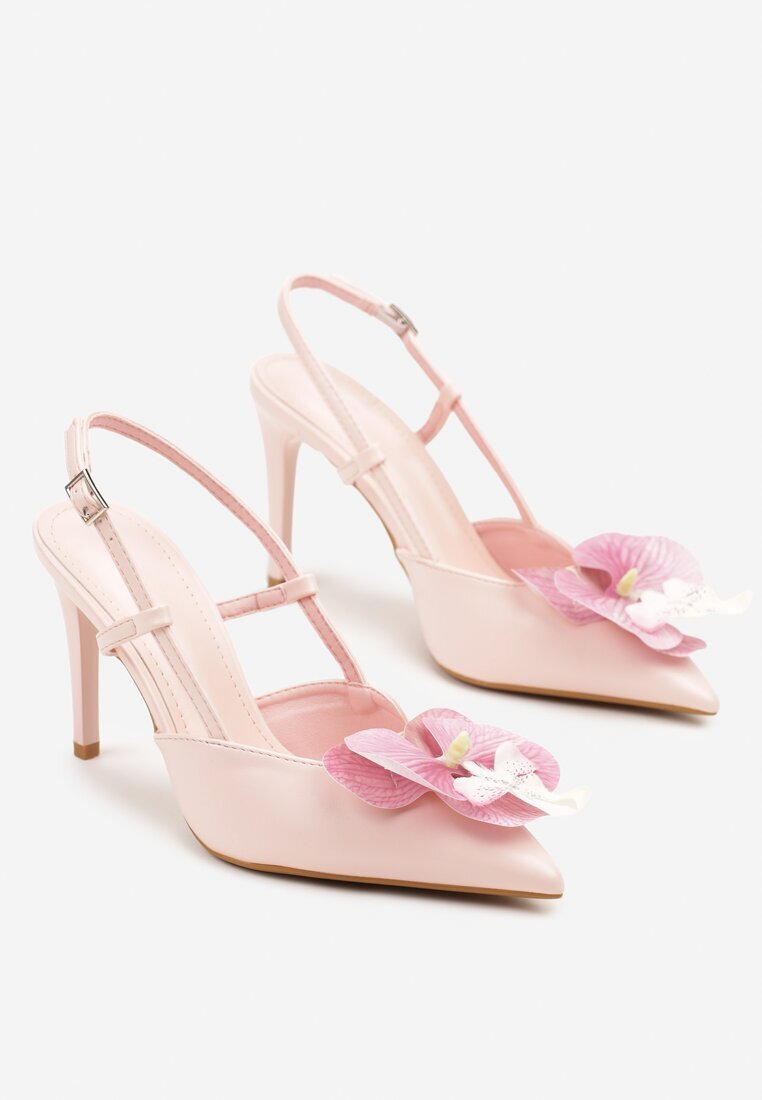 vices Sandale Roz cu toc stiletto Slingback cu floare 3D Koviano
