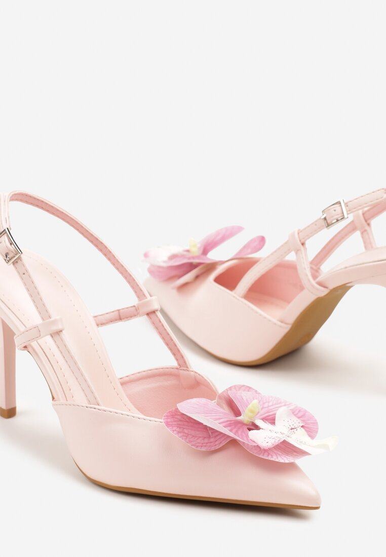 vices Sandale Roz cu toc stiletto Slingback cu floare 3D Koviano