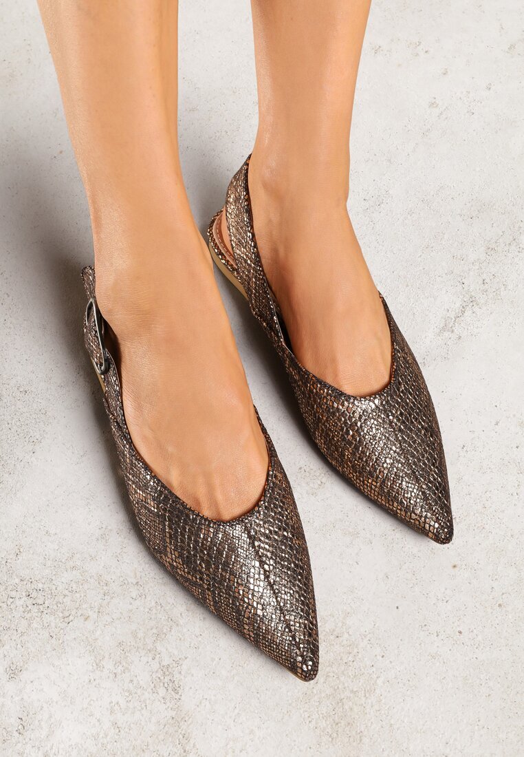 vices Sandale Șampaniu Slingback cu Branț din Piele Naturală Rallora