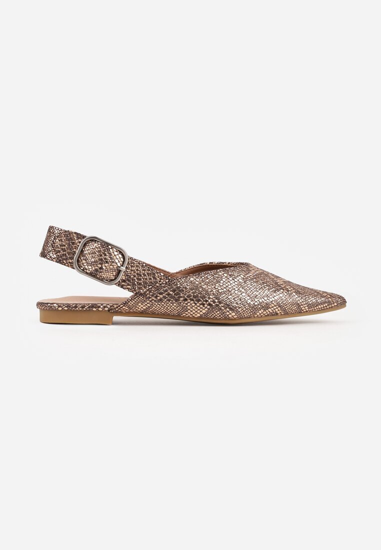vices Sandale Șampaniu Slingback cu Branț din Piele Naturală Rallora