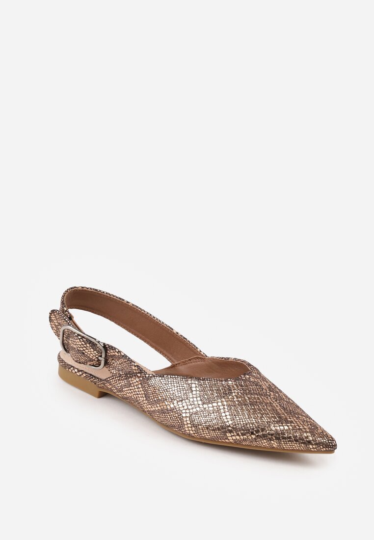 vices Sandale Șampaniu Slingback cu Branț din Piele Naturală Rallora