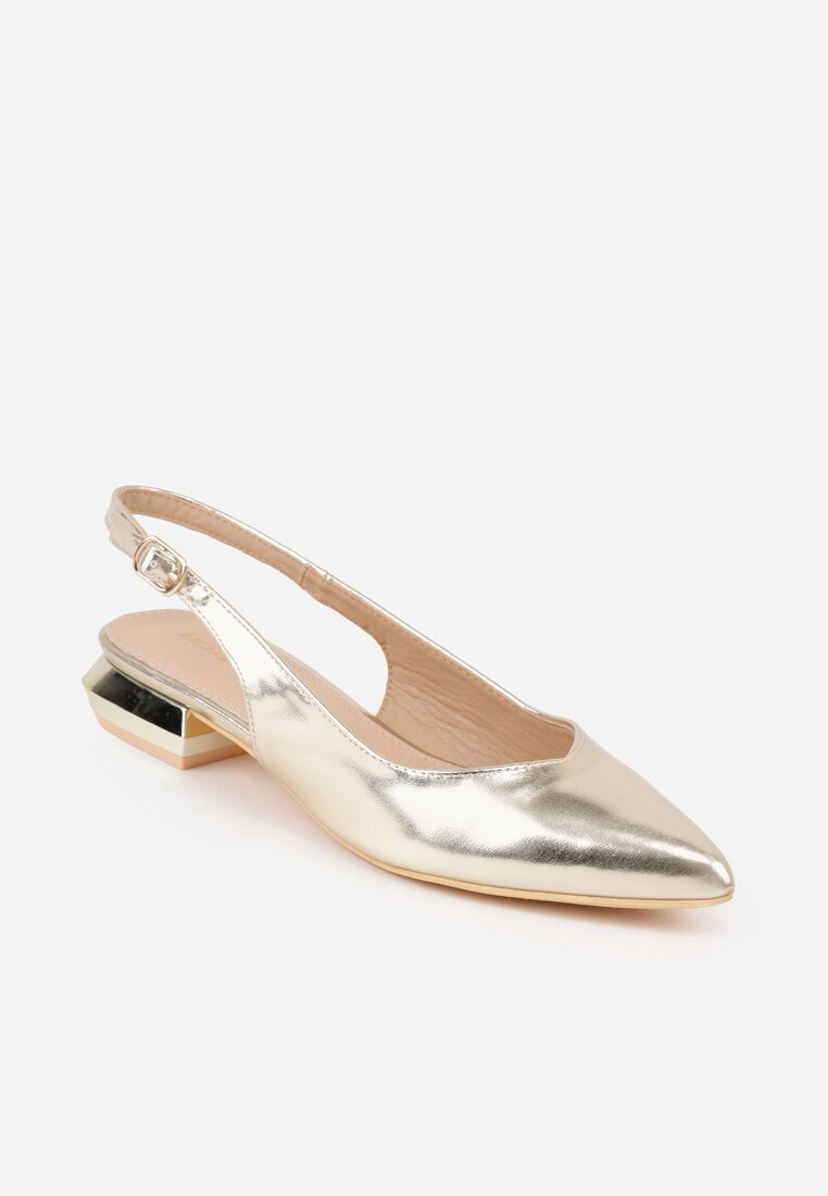 vices Sandale Slingback Aurii cu Branț din Piele Naturală Galeresa