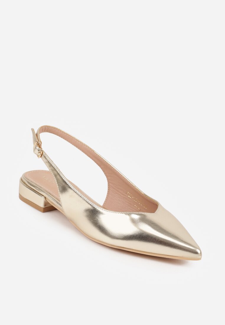 vices Sandale Slingback Aurii cu Branț din Piele Naturală Lisanilis