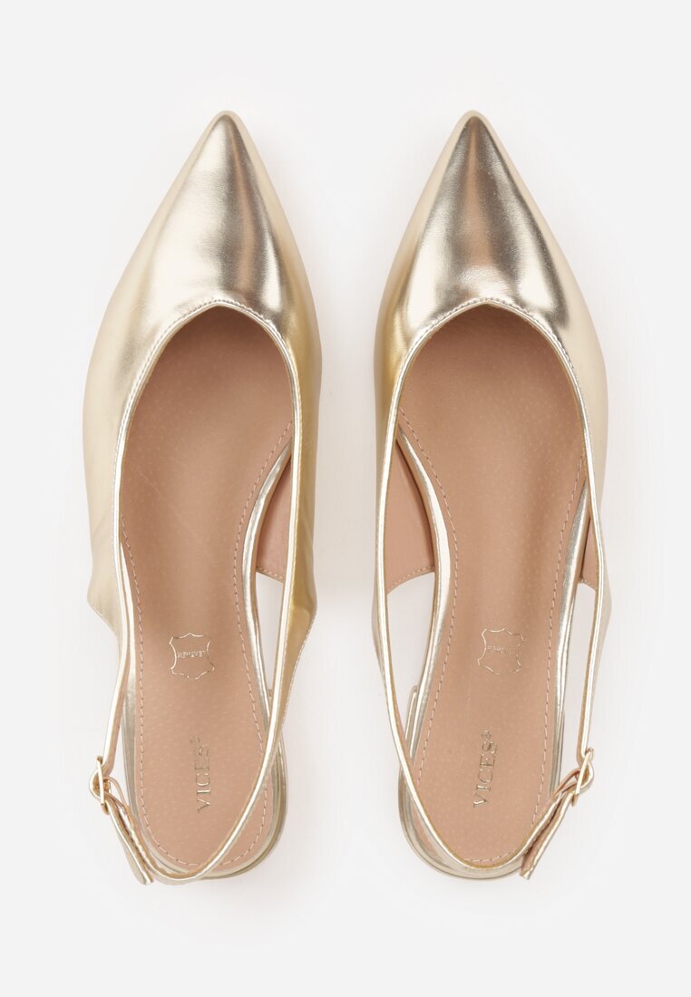 vices Sandale Slingback Aurii cu Branț din Piele Naturală Lisanilis