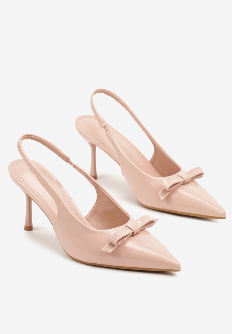 vices Sandale Stiletto Roz Lăcuite Tip slingback Cu fundă Dorozia