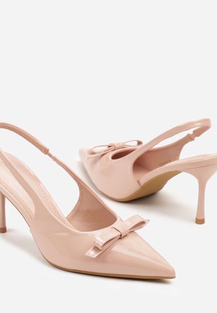 vices Sandale Stiletto Roz Lăcuite Tip slingback Cu fundă Dorozia