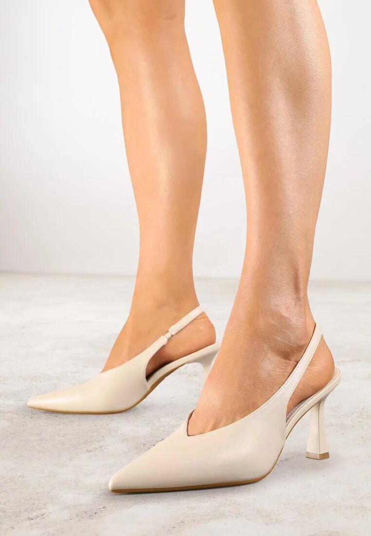 vices Sandale tip pantof Bej cu toc cui Slingback Kolliva