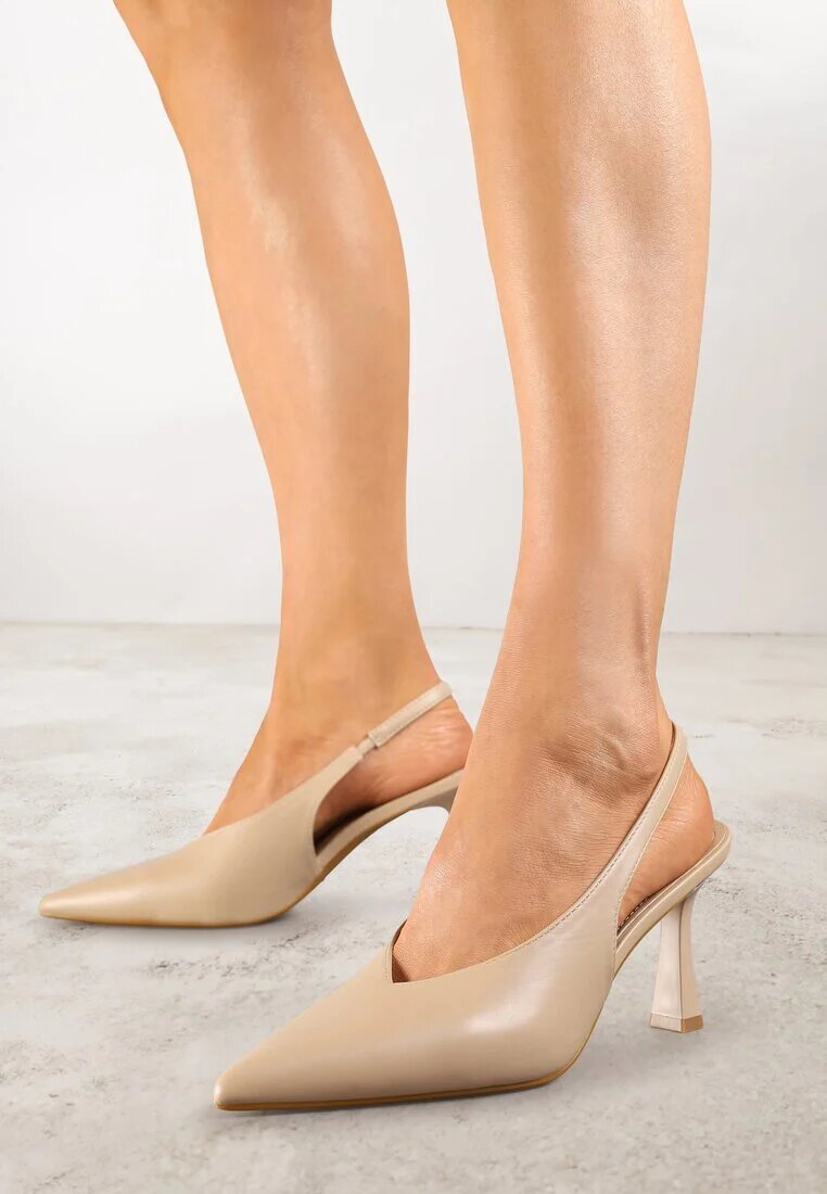 vices Sandale tip pantof Bej închis cu toc cui Slingback Kolliva