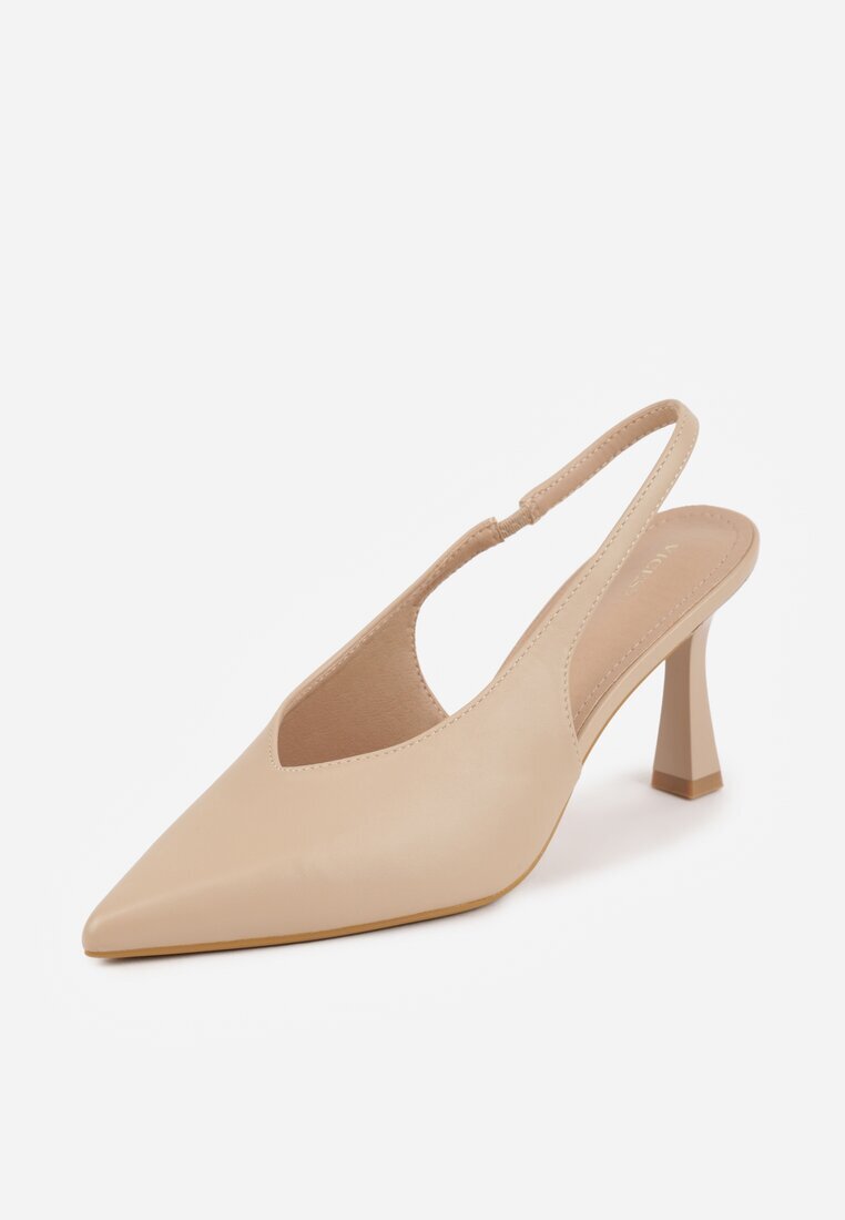 vices Sandale tip pantof Bej închis cu toc cui Slingback Kolliva