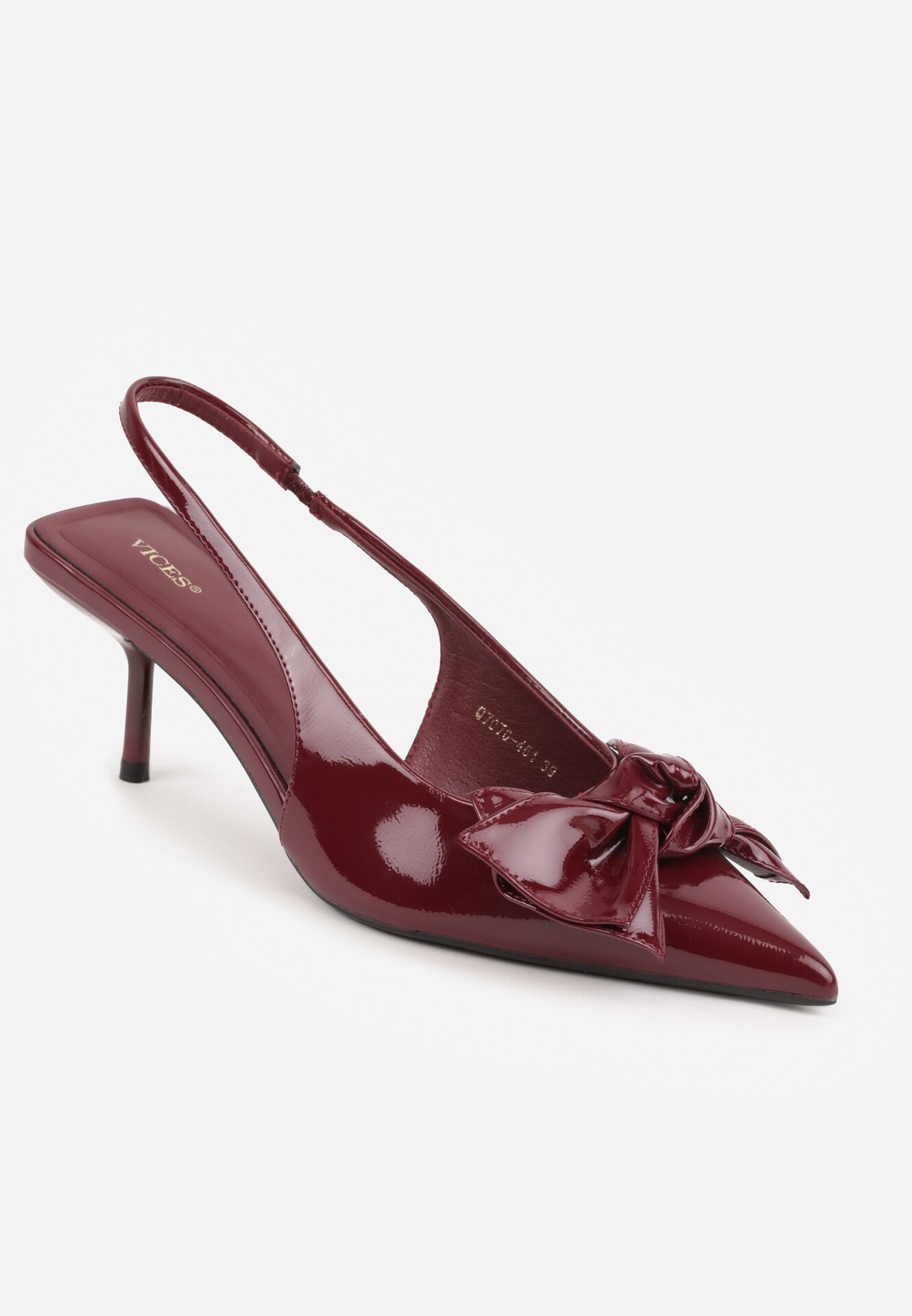 vices Sandale Visinii cu toc subțire Slingback decorate cu fundă Nilendria