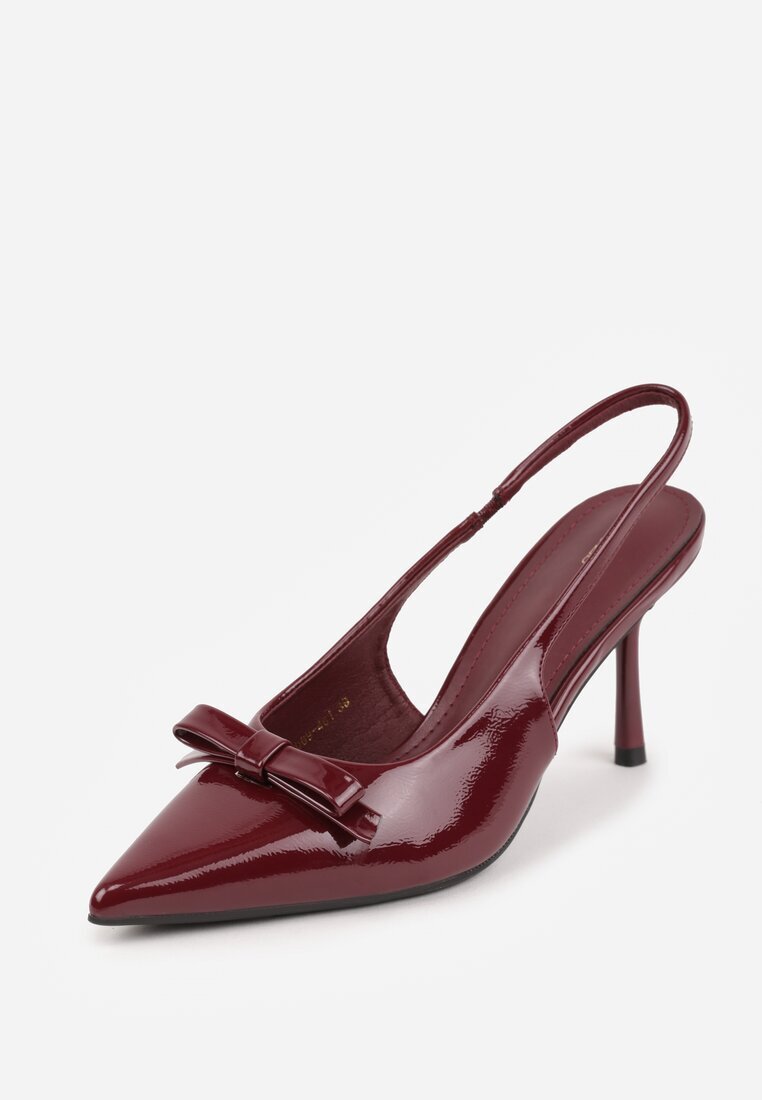 vices Sandale Visinii Lăcuite cu toc stiletto Tip Slingback cu fundă Dorozia
