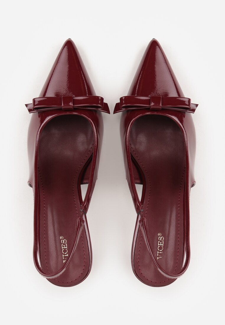vices Sandale Visinii Lăcuite cu toc stiletto Tip Slingback cu fundă Dorozia