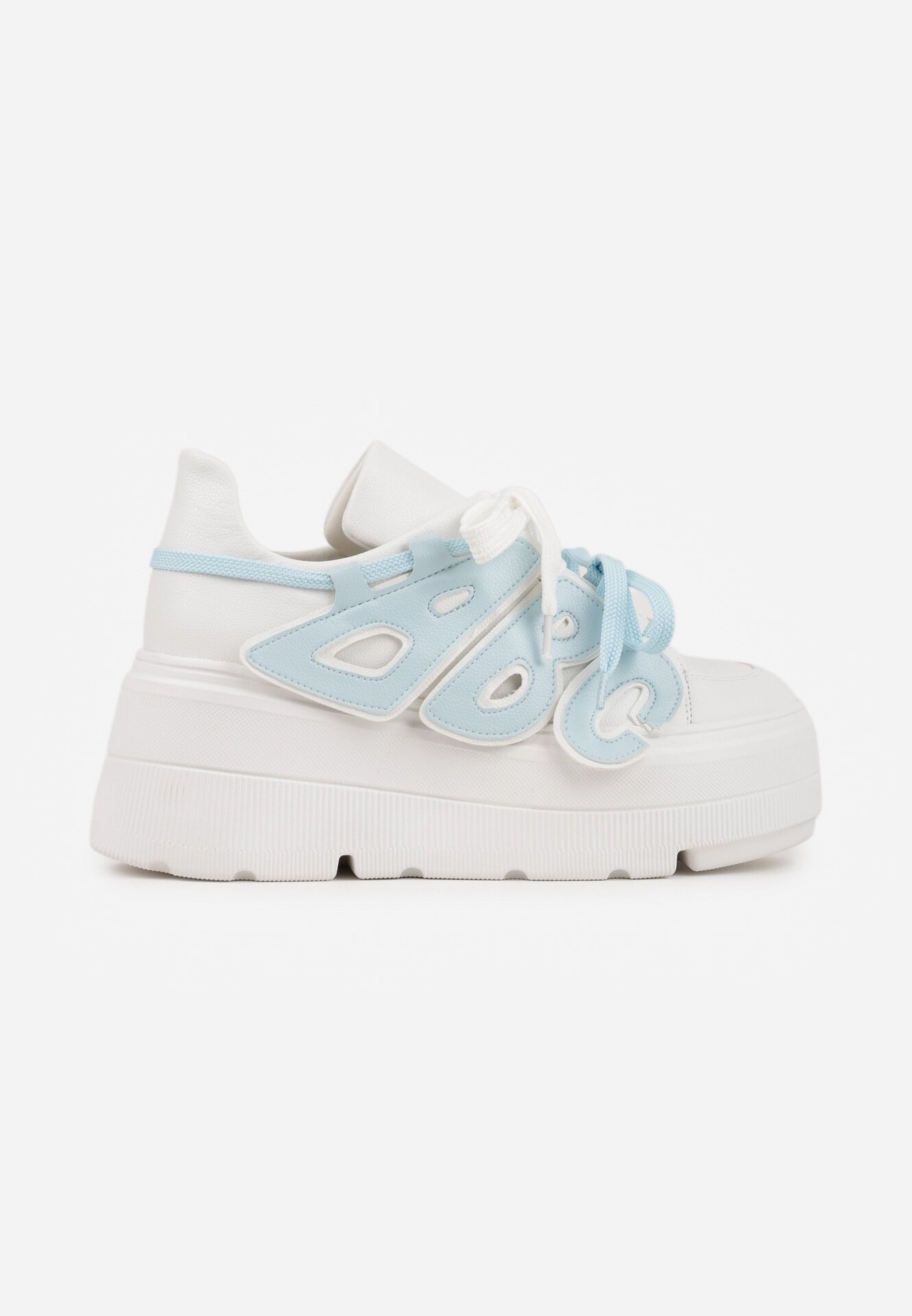vices Sneakers Alb-Albastre cu talpă plată cu aplicație geometrică Nelenith