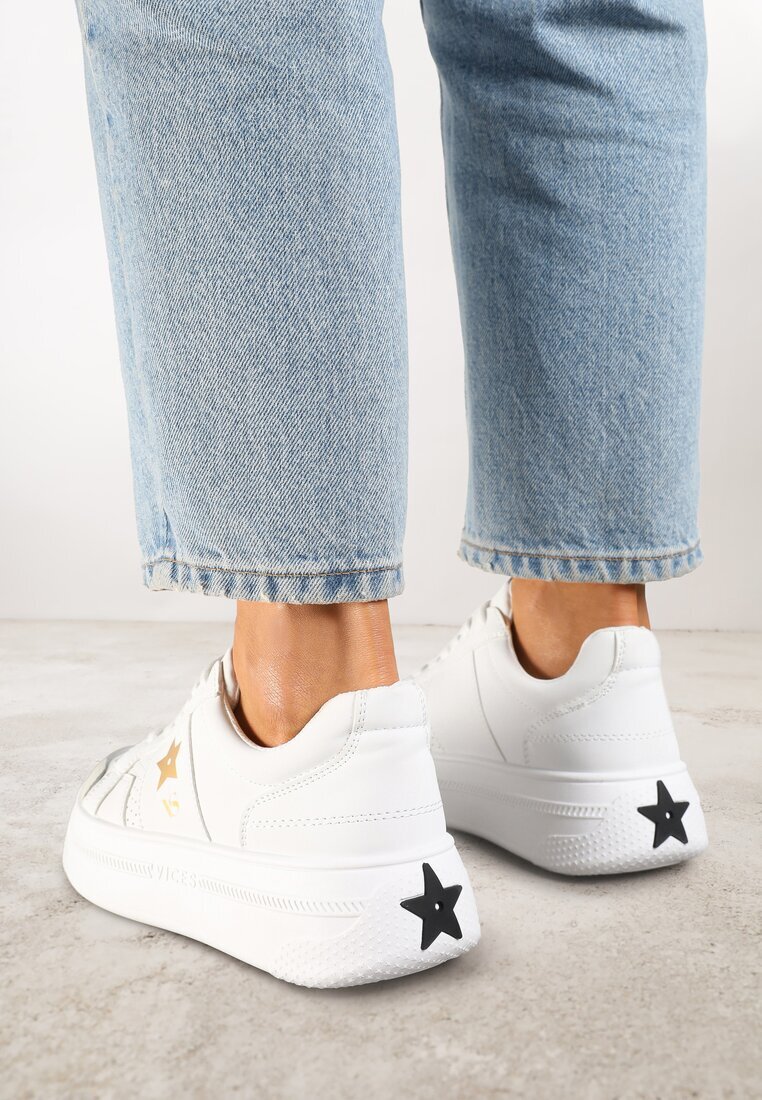 vices Sneakers Albi-Aurii pe Platformă cu Steluță Fenarra